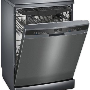 Siemens SN23HC65MMD iQ300 Free-Standing Dishwasher, 6 Programs, 60cm Dishwasher, Heat Exchanger Drying Machine, Home Connect, Brushed Black Steel Anti-Fingerprint